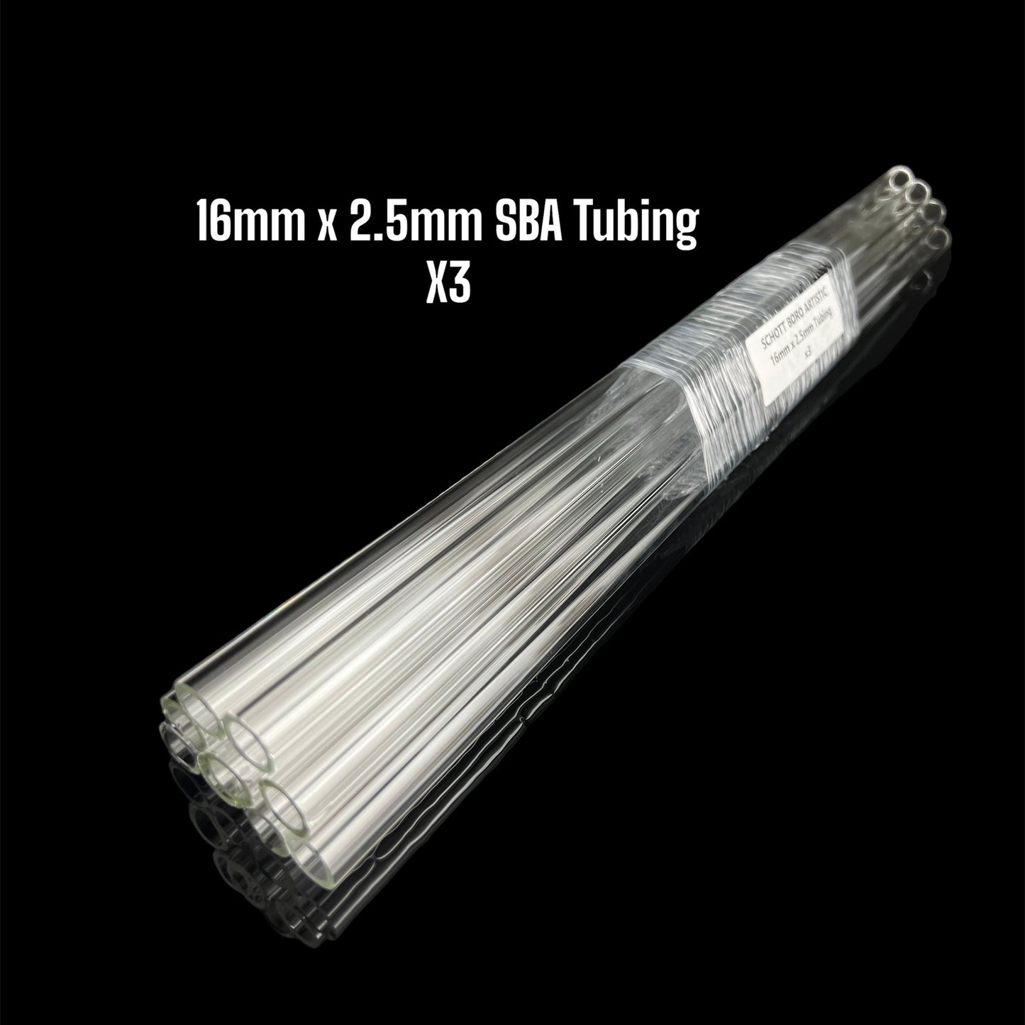 Tubo transparente de 16 mm x 2,5 mm - Schott Boro Artistic - COE 33 - 3 piezas.