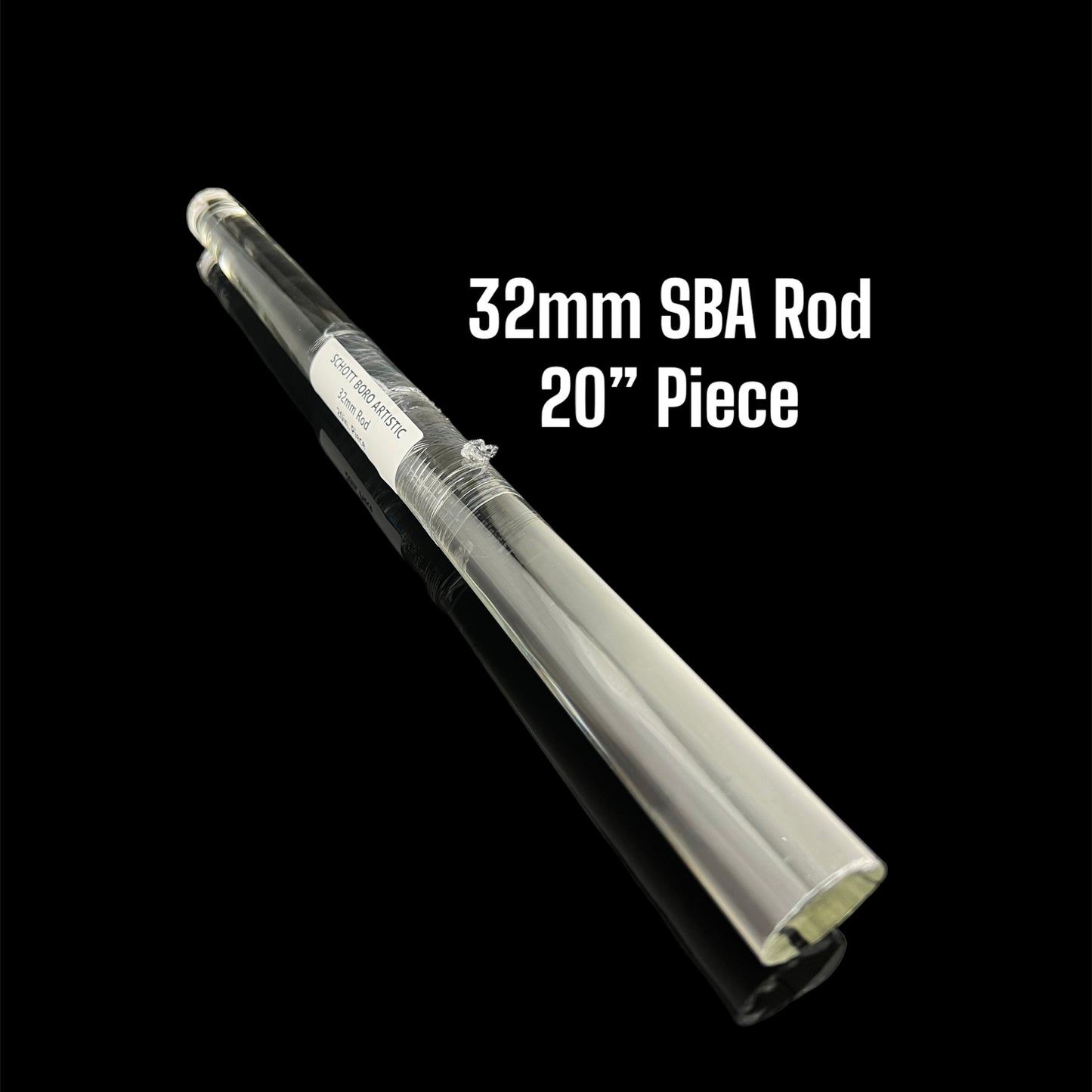 32mm Clear Rod - Schott Boro Artistic - COE 33 - 1 - 20" Piece