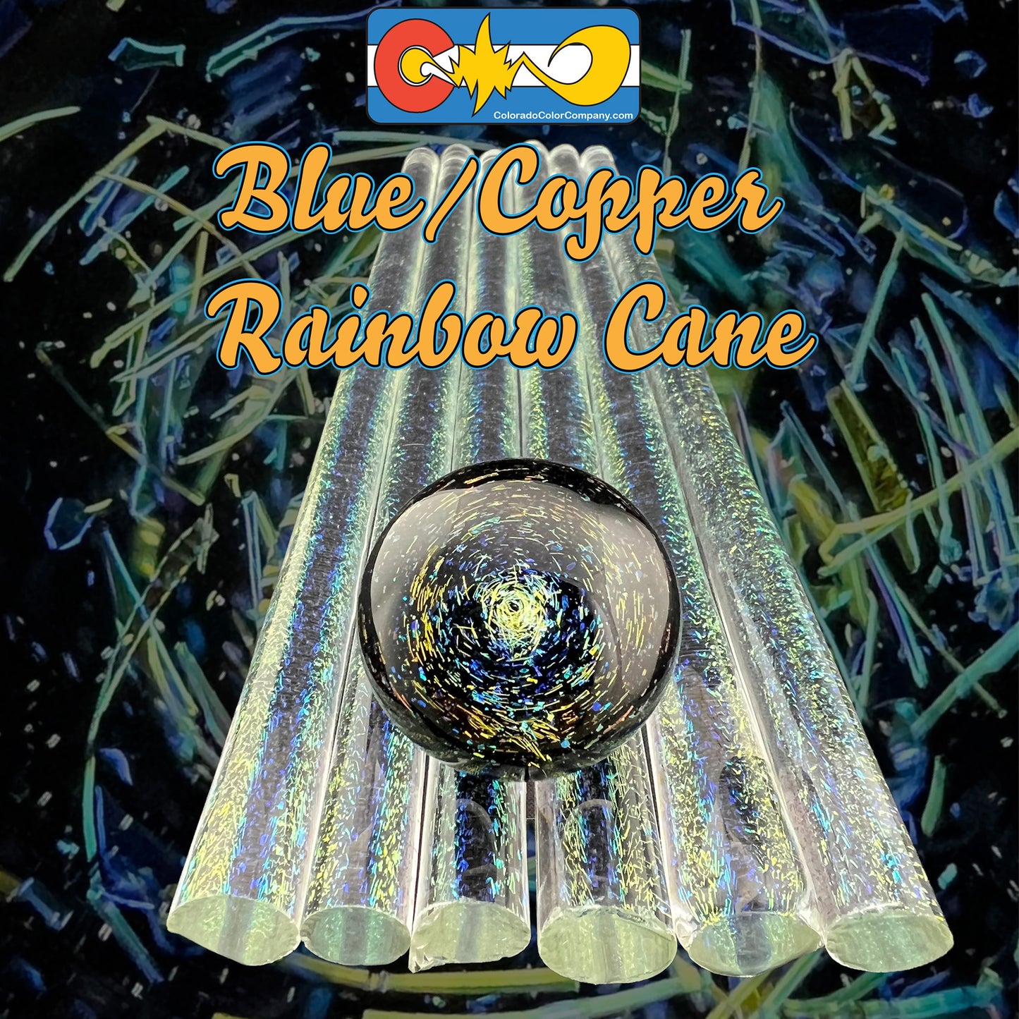 Arco iris azul/cobre - Caña dicroica - Vidrio de borosilicato - COE33