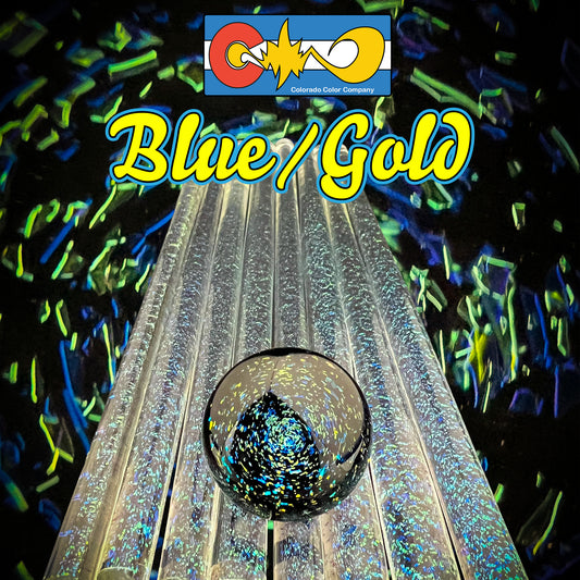 Blau/Gold – Dichroitisches Rohr – Borosilikatglas – COE33