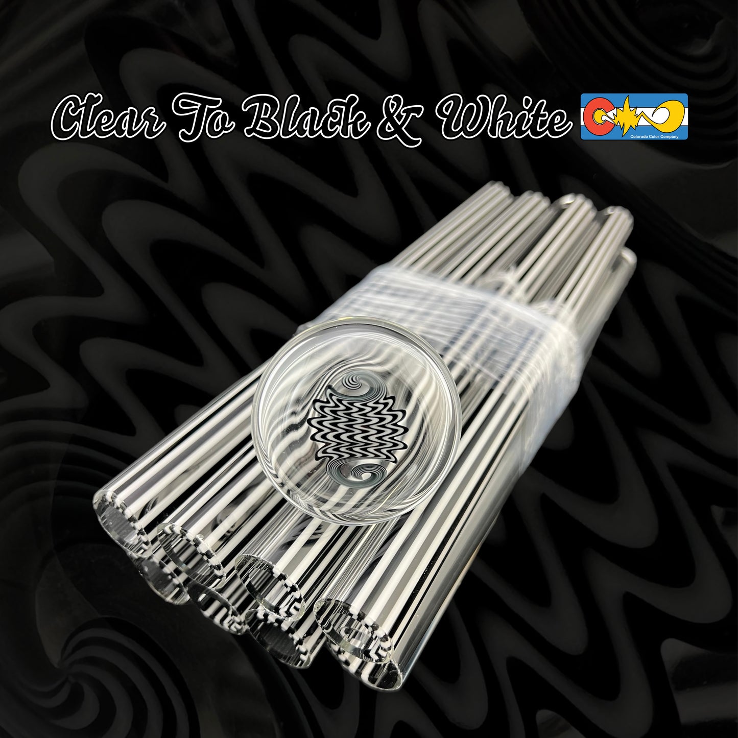 Clear to Black and White - Vac Stack - Borosilicate Glass - COE 33 - Lined Tubing