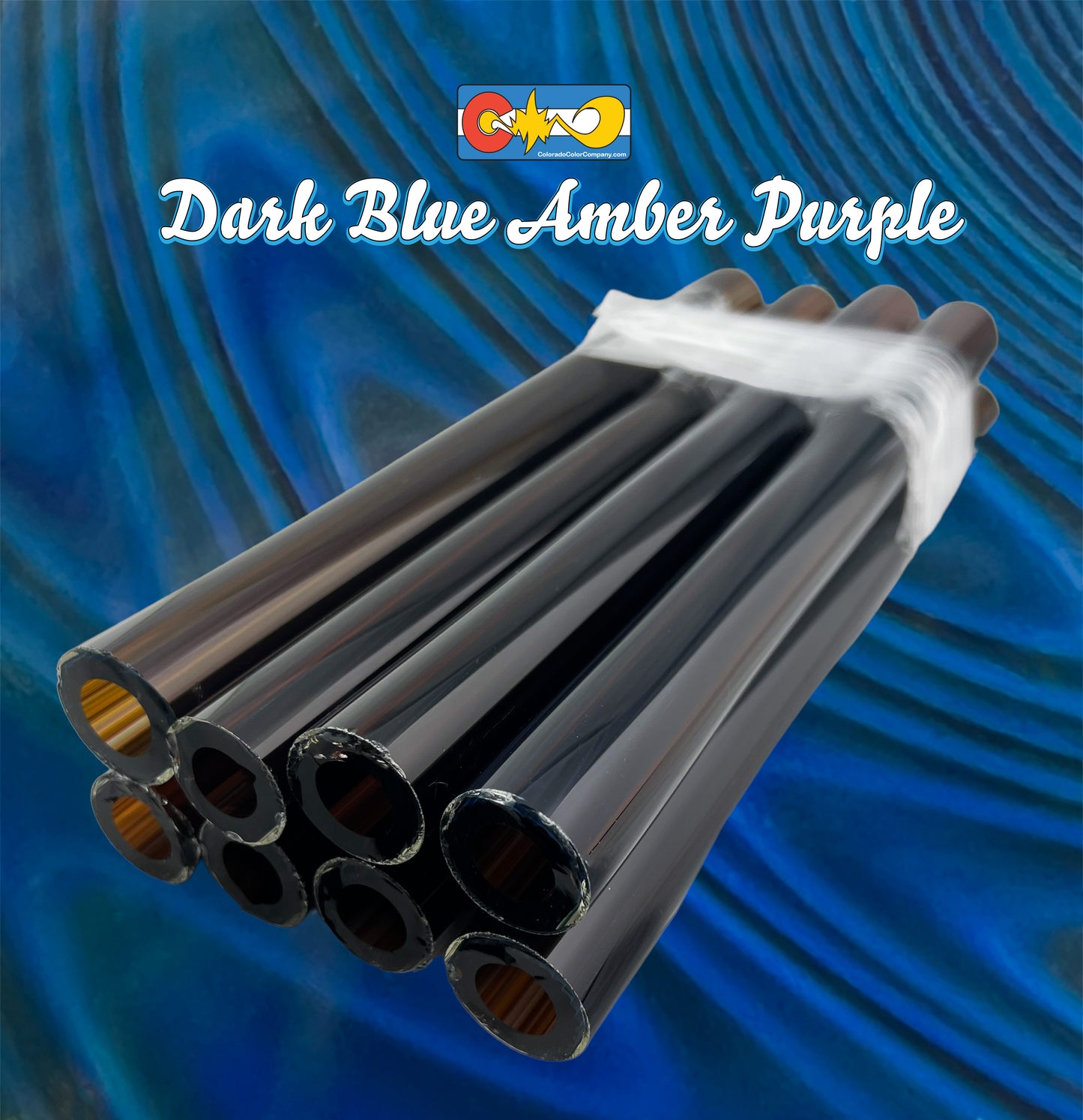 Azul oscuro Ámbar Púrpura - Vac Stack - Vidrio de borosilicato - COE 33 - Tubo de un solo color