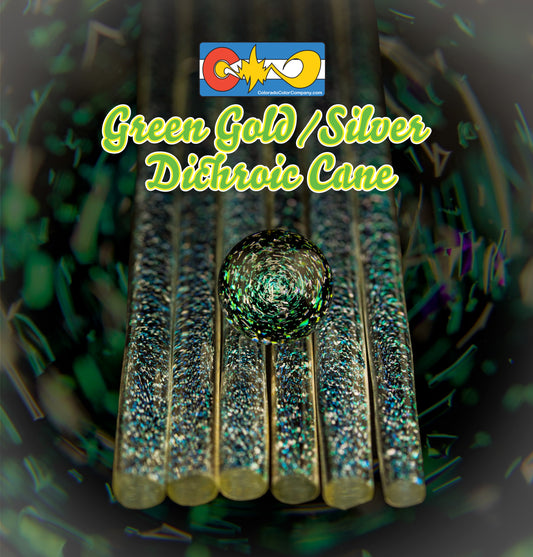 Green Gold/Silver - Dichroic Cane - Borosilicate Glass - COE33