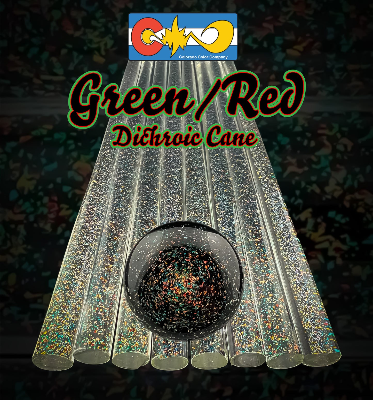 Green/Red - Dichroic Cane - Borosilicate Glass - COE33