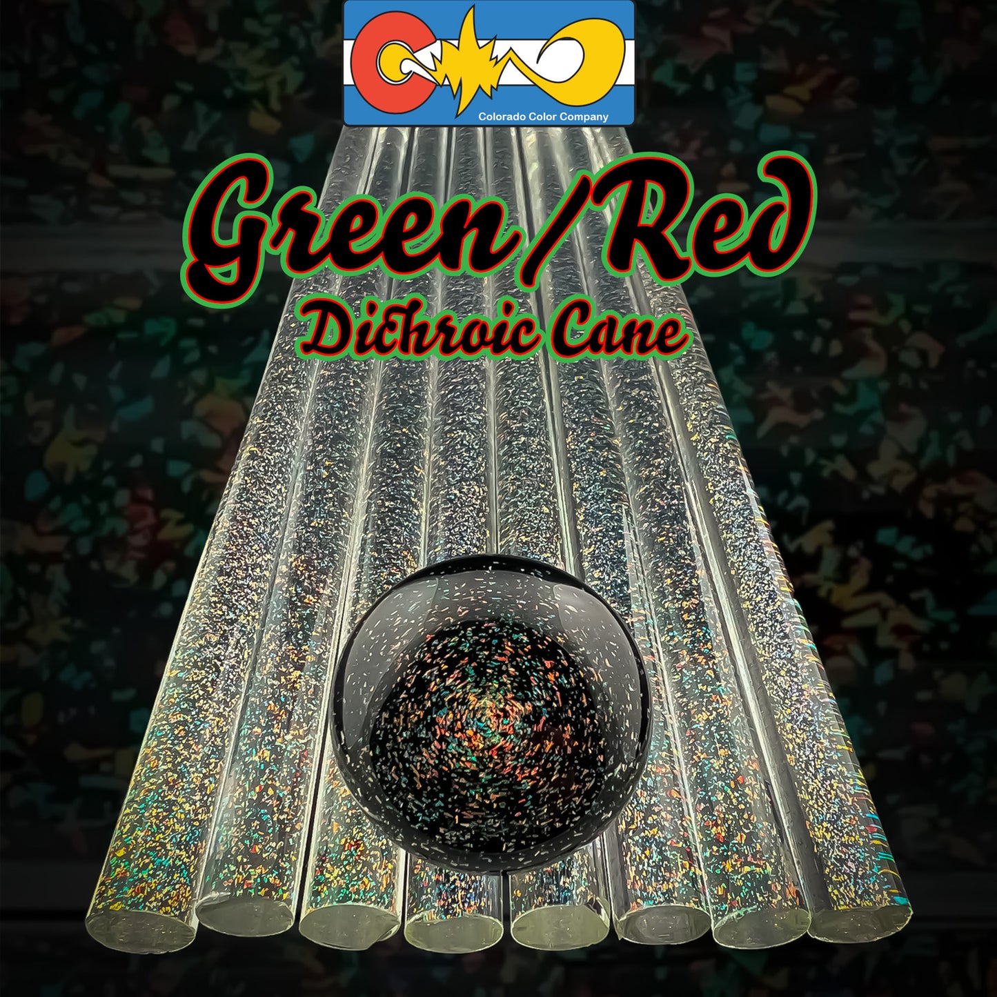 Green/Red - Dichroic Cane - Borosilicate Glass - COE33