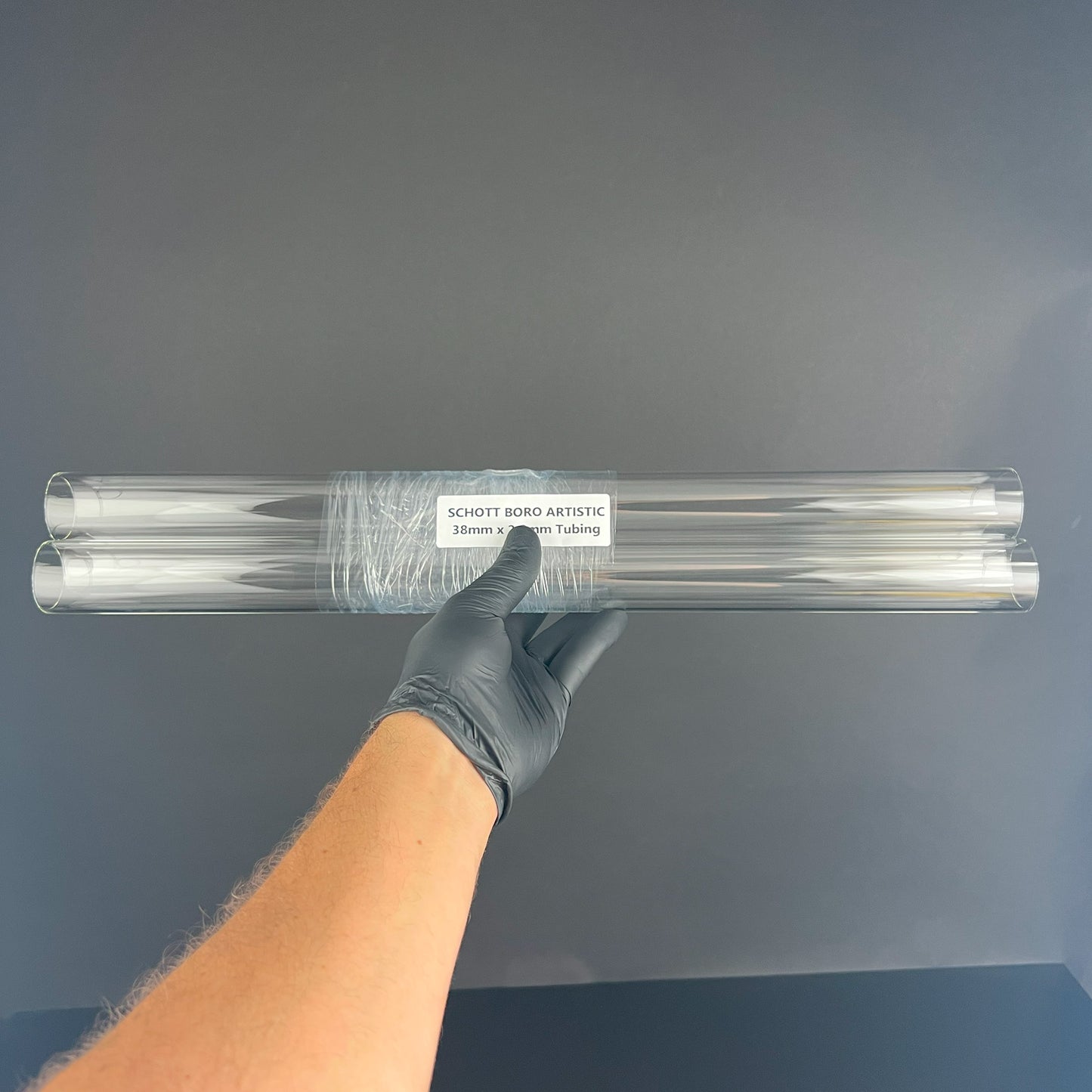 38 mm x 2 mm transparenter Schlauch – Schott Boro Artistic – COE 33 – 1 Stück.