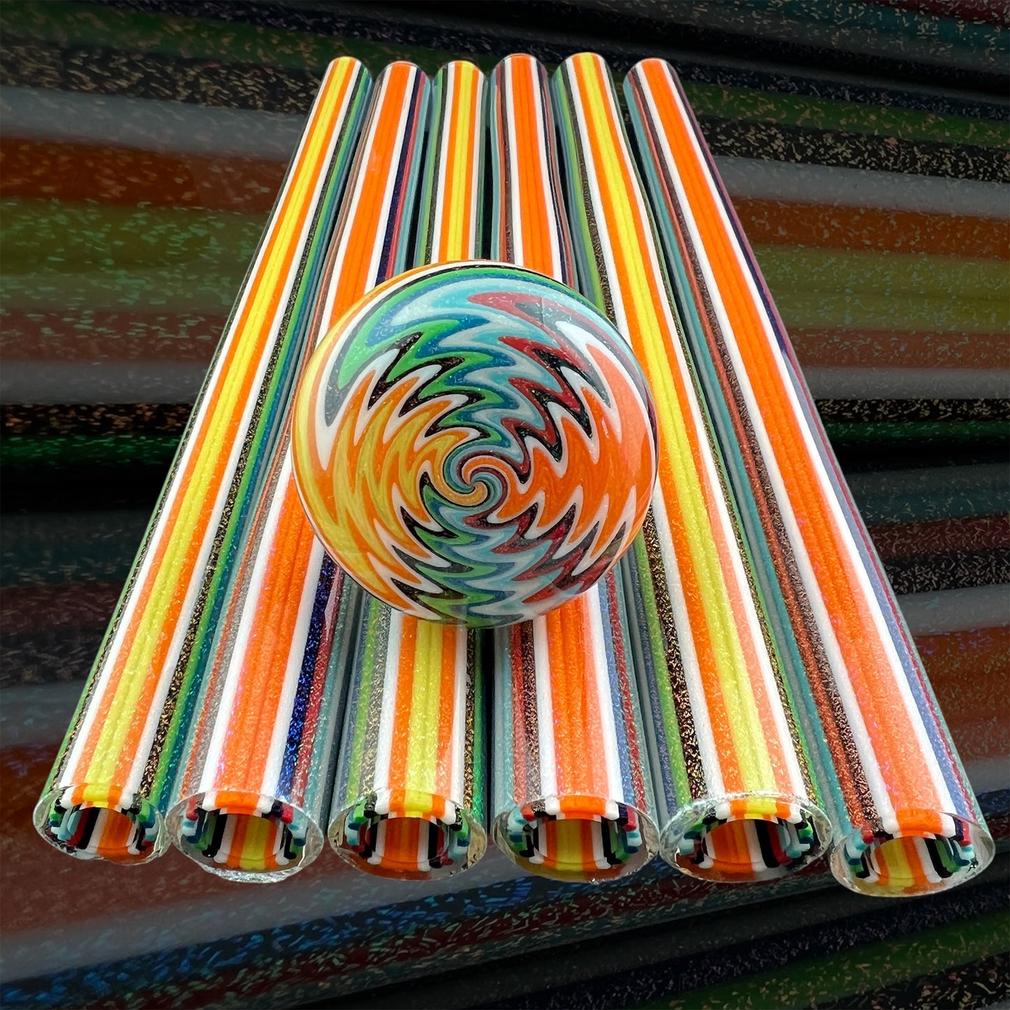 Wild Style - Dichroic over Line-work - Vac Stack - Borosilicate Glass - COE 33 - Dichroic Tubing