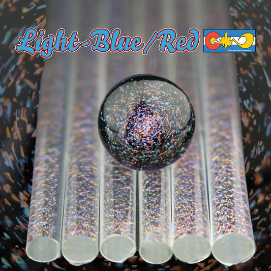 Light Blue/Red - Dichroic Cane - Borosilicate Glass - COE33