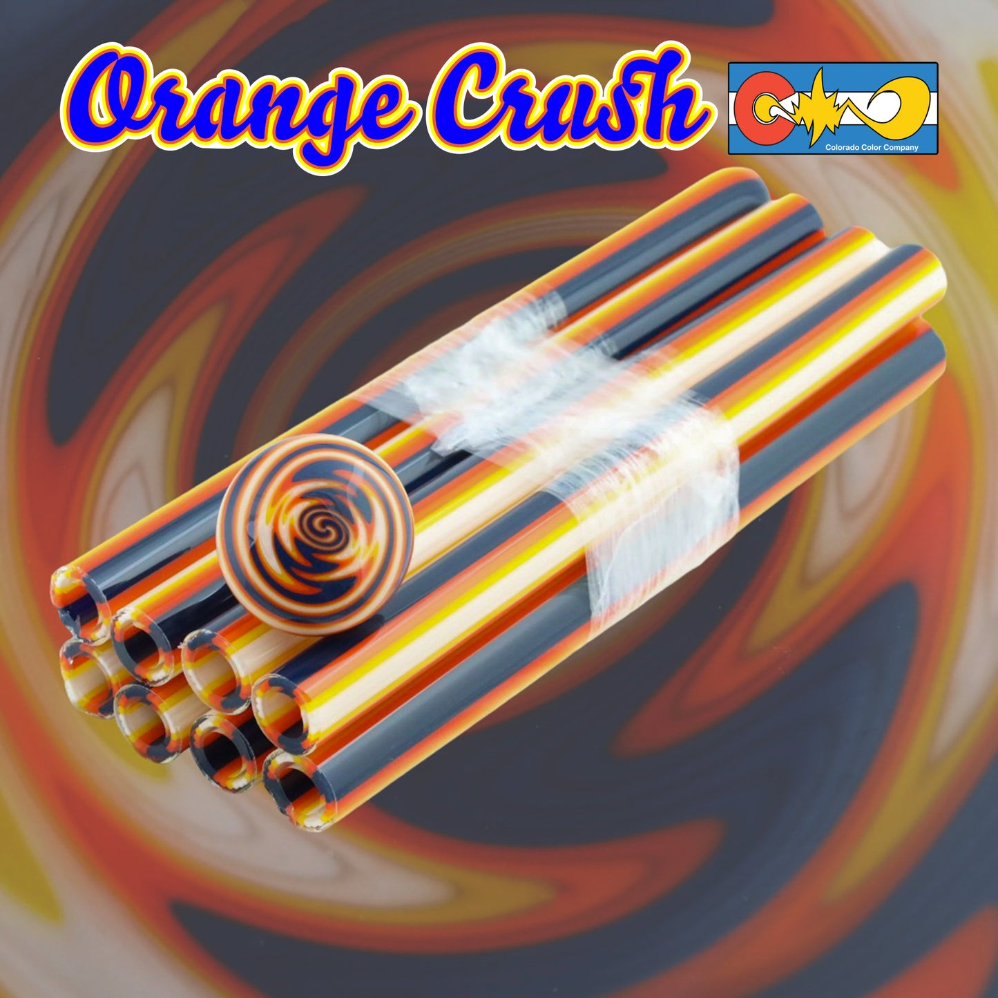 Orange Crush – Vac Stack – Borosilikatglas – COE 33 – ausgekleideter Schlauch