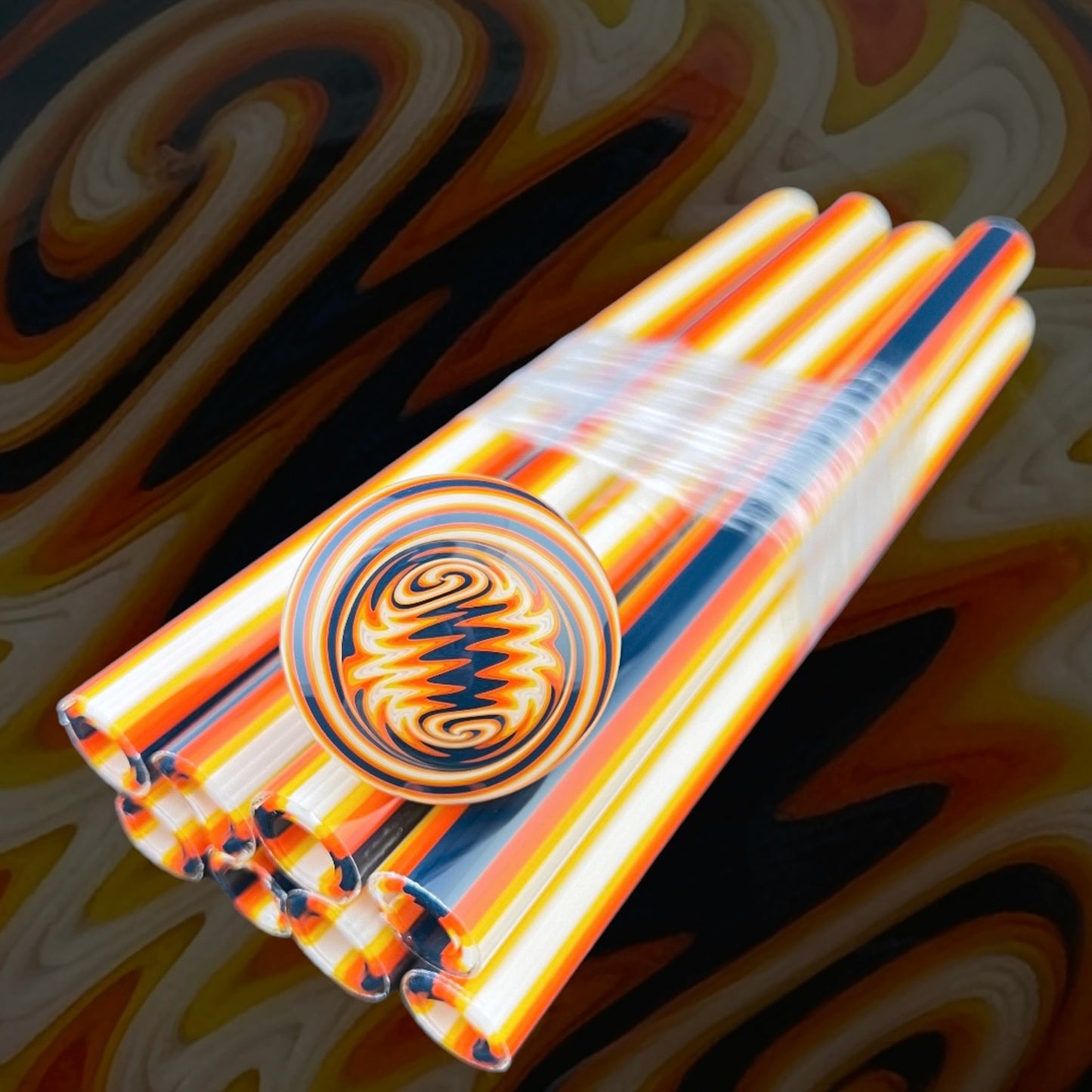 Orange Crush - Vac Stack - Borosilicate Glass - COE 33 - Lined Tubing