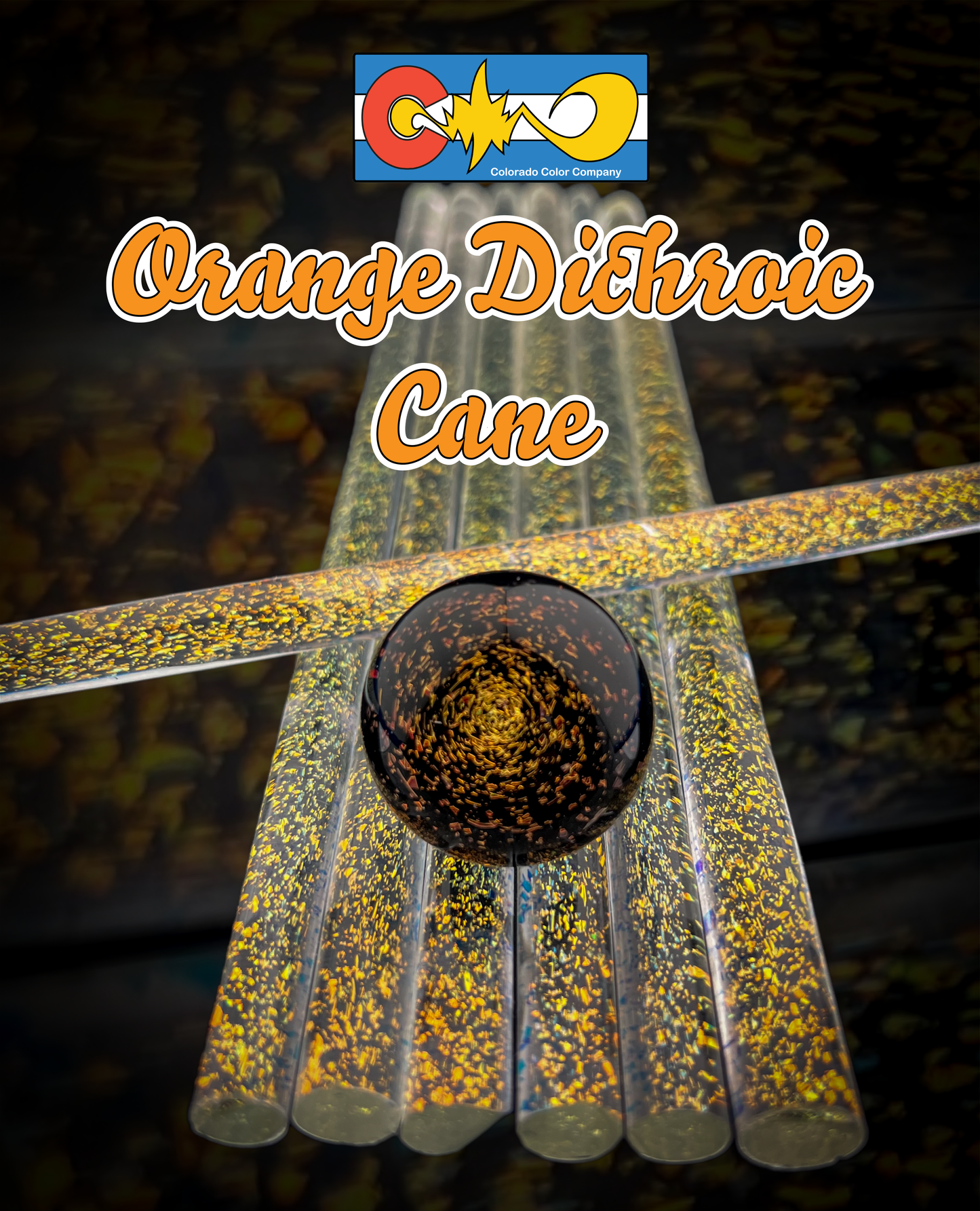Orange - Dichroic Cane - Borosilicate Glass - COE33