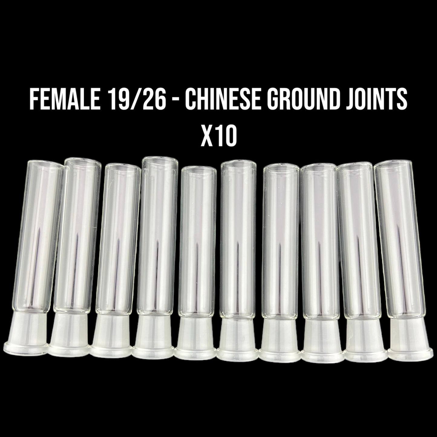 19mm Female Chinese Ground Joints - 19/26 Glass on Glass Fitting - Borosilicate Glass - COE 33