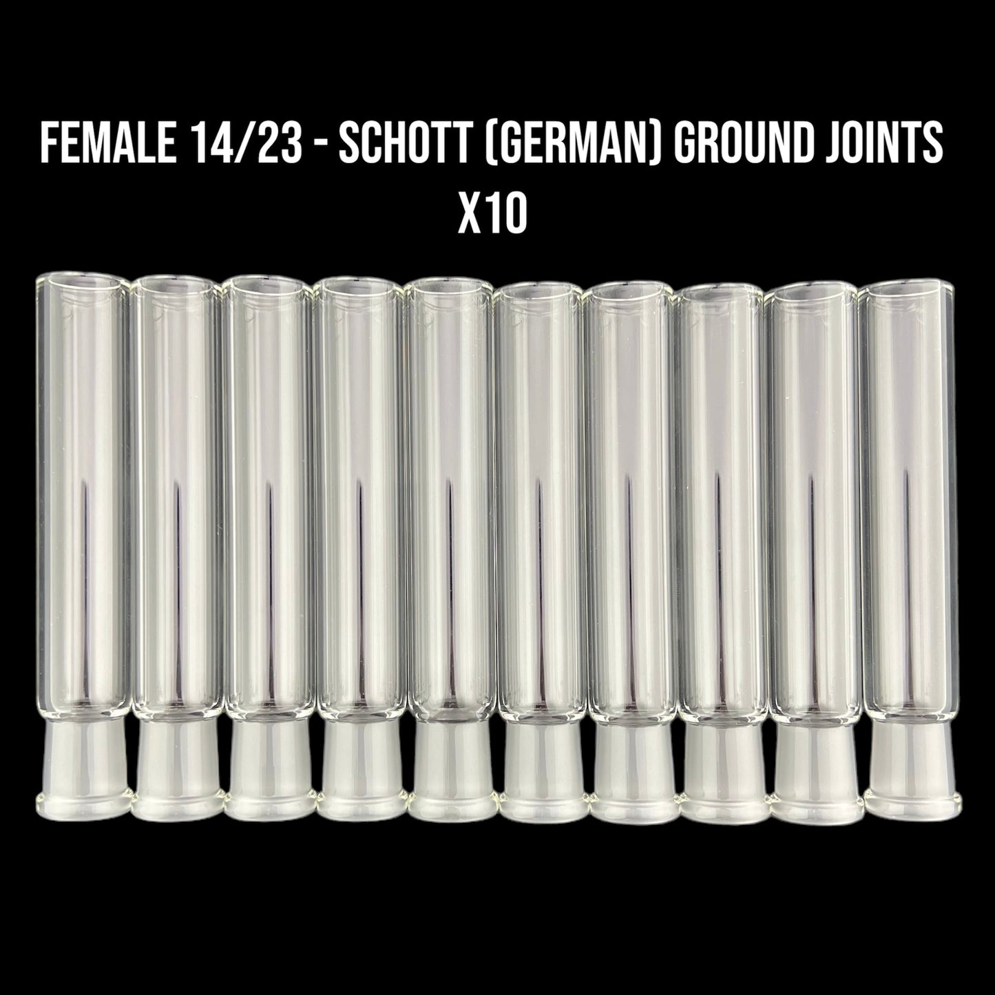 Juntas de tierra alemanas hembra de 14 mm - Accesorio de vidrio sobre vidrio 14/23 - Pared pesada Bistabil - Vidrio de borosilicato Schott - COE 33