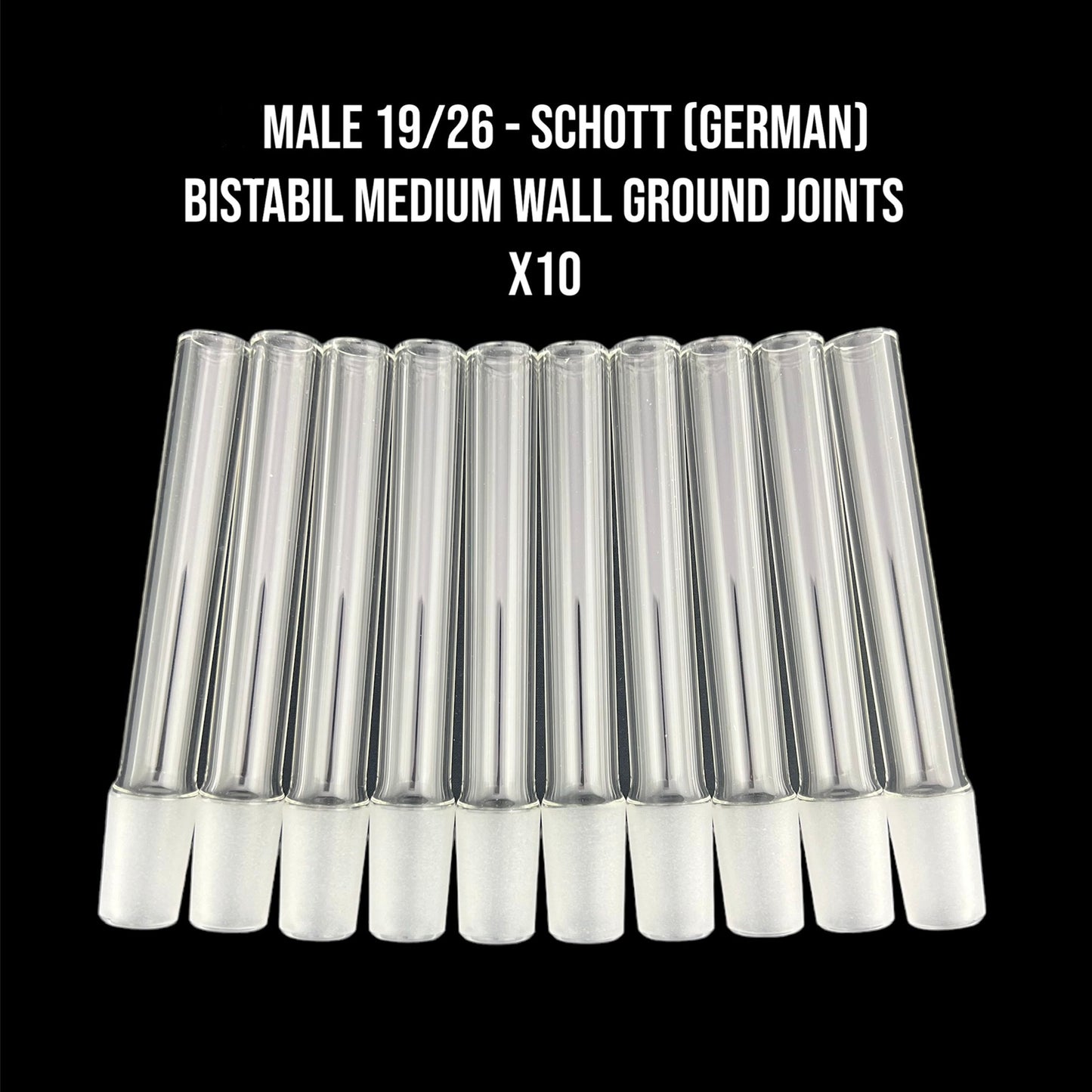19 mm Außengewinde mit deutschem Schliff – 19/26 Glas-auf-Glas-Anschluss – Bistabile schwere Wand – Schott Borosilikatglas – COE 33