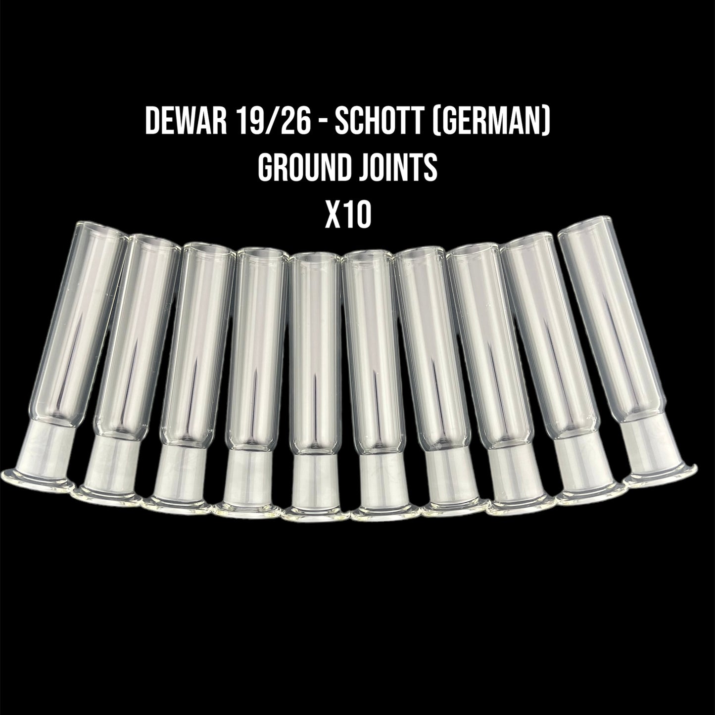 19mm Female Dewar German Ground Joints - 19/26 Glass on Glass Fitting - Schott Borosilicate Glass - COE 33