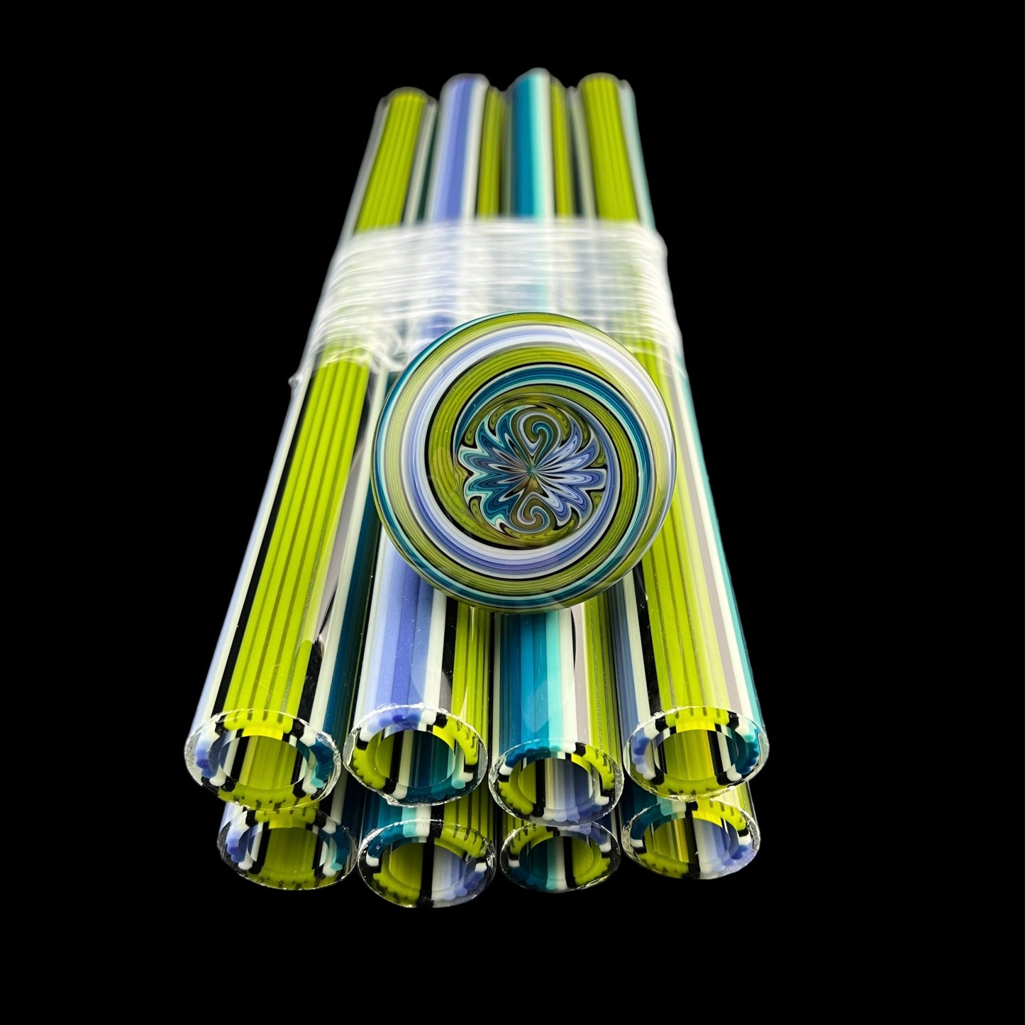 Peacock - Vac Stack - Borosilicate Glass - COE 33 - Lined Tubing