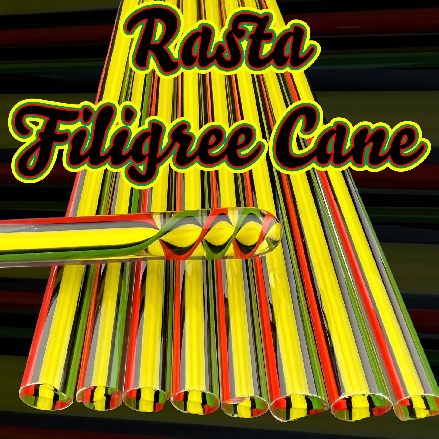 Rasta Cane – Filigraner Cane – Borosilikatglas – COE 33