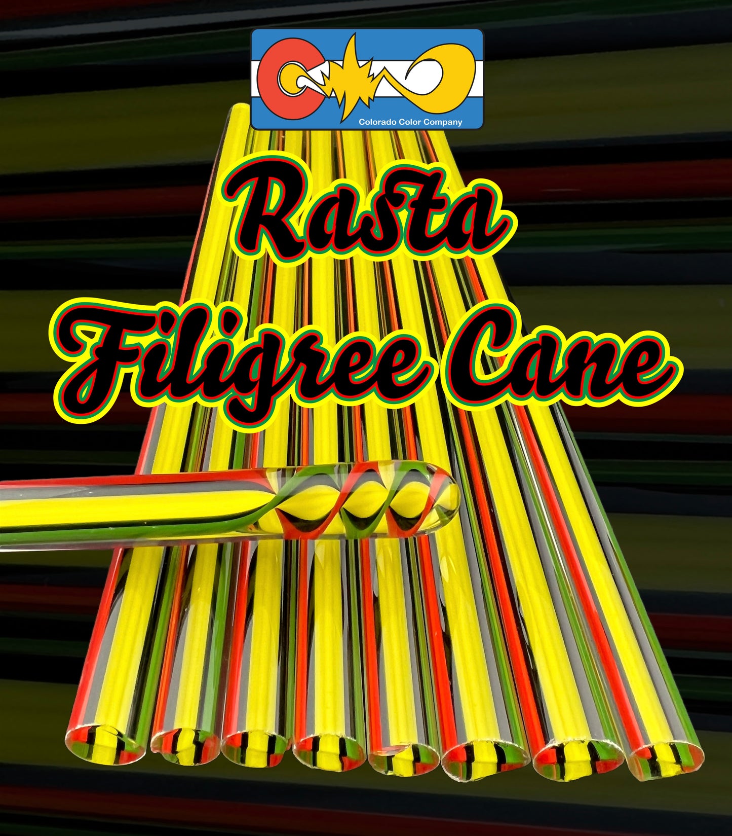 Rasta Cane – Filigraner Cane – Borosilikatglas – COE 33