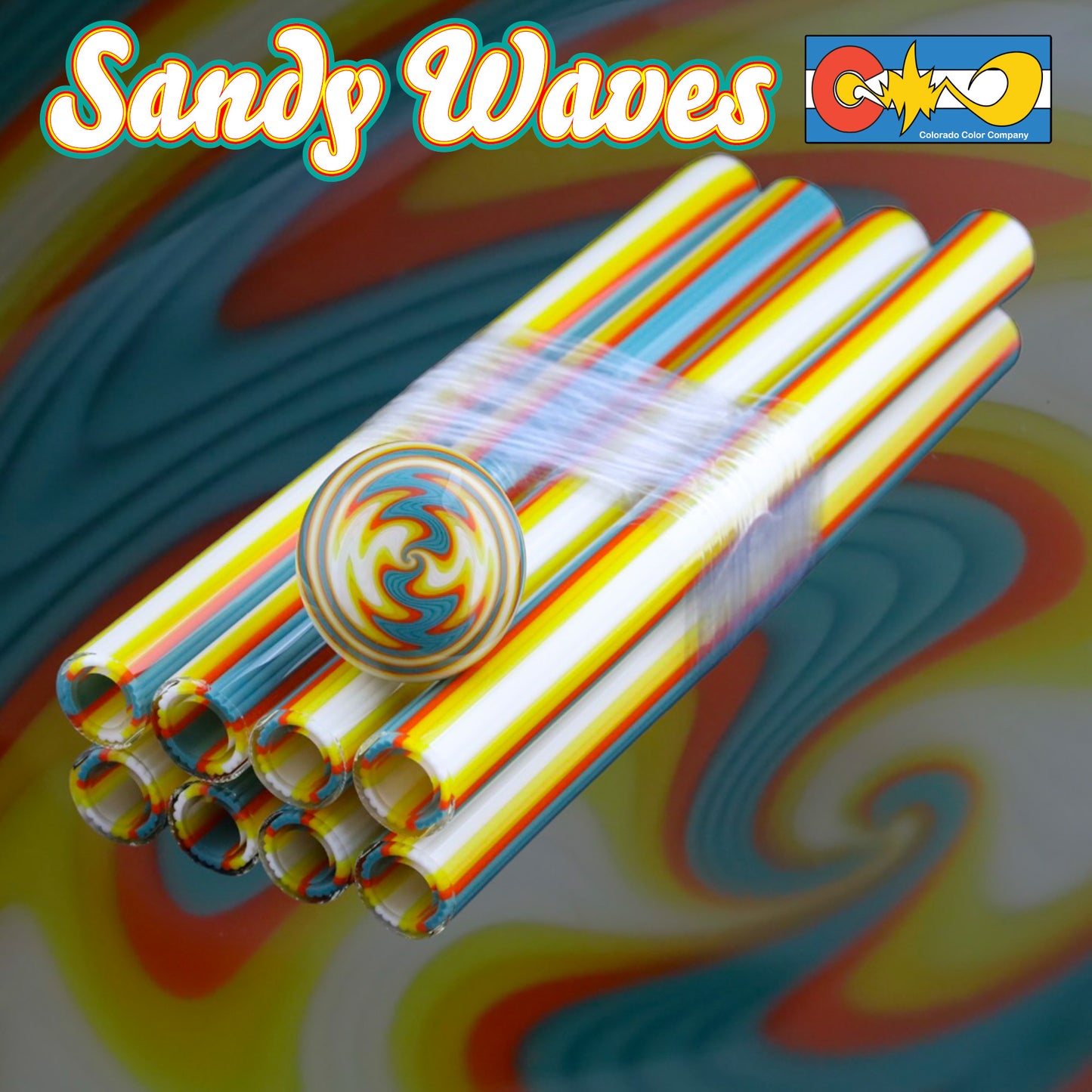 Sandy Waves - Vac Stack - Borosilicate Glass - COE 33 - Lined Tubing