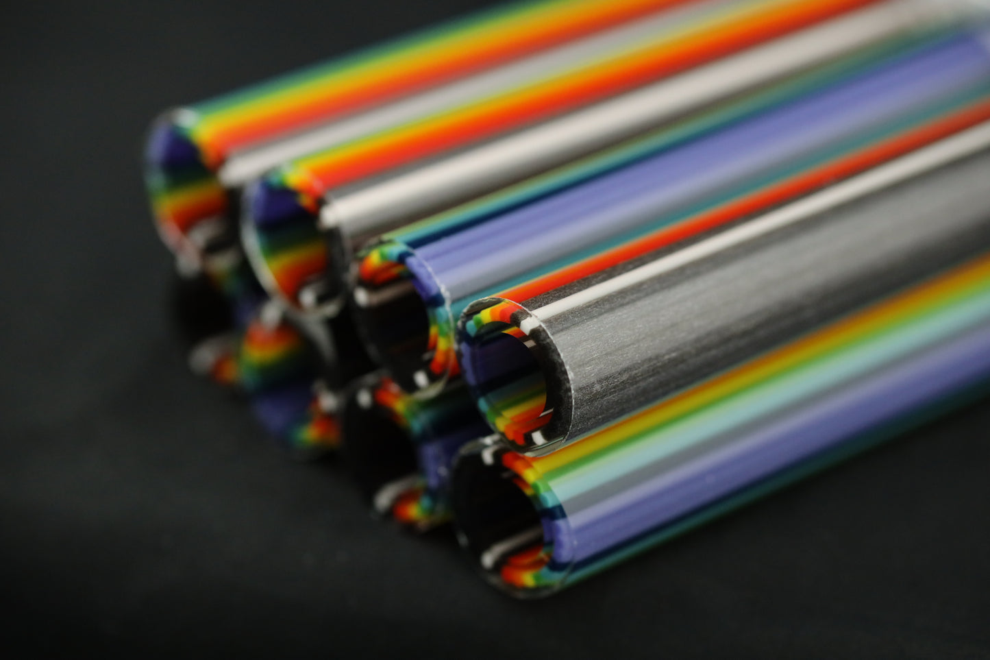 Steel Wool to Rainbow - Vac Stack - Borosilicate Glass - COE 33 - Lined Tubing