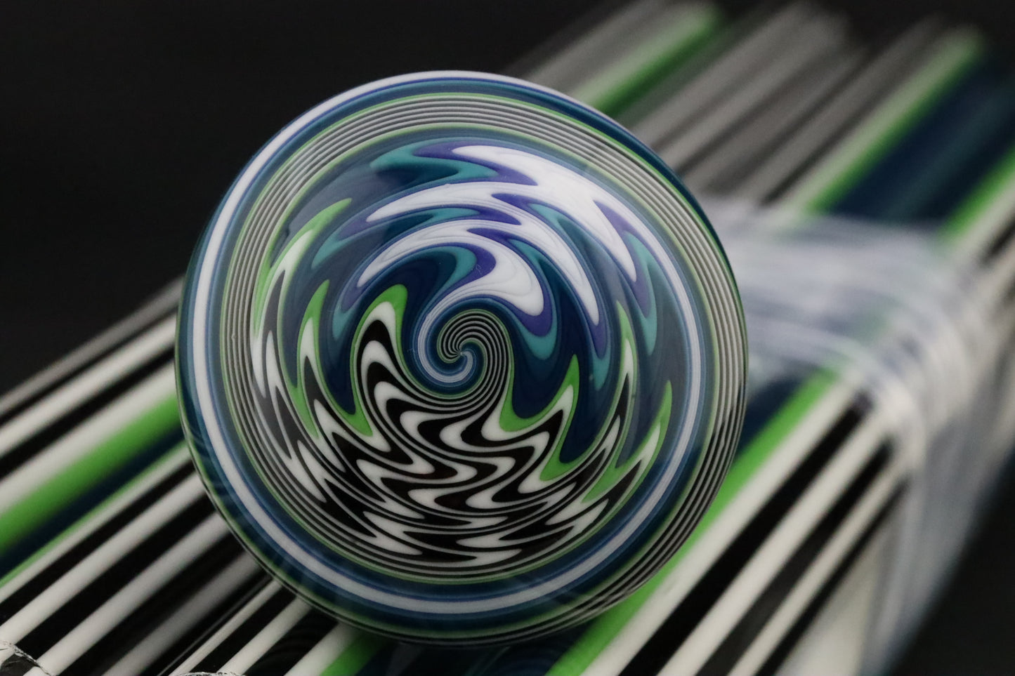 Icy Green Zebra - Vac Stack - Borosilicate Glass - COE 33 - Lined Tubing