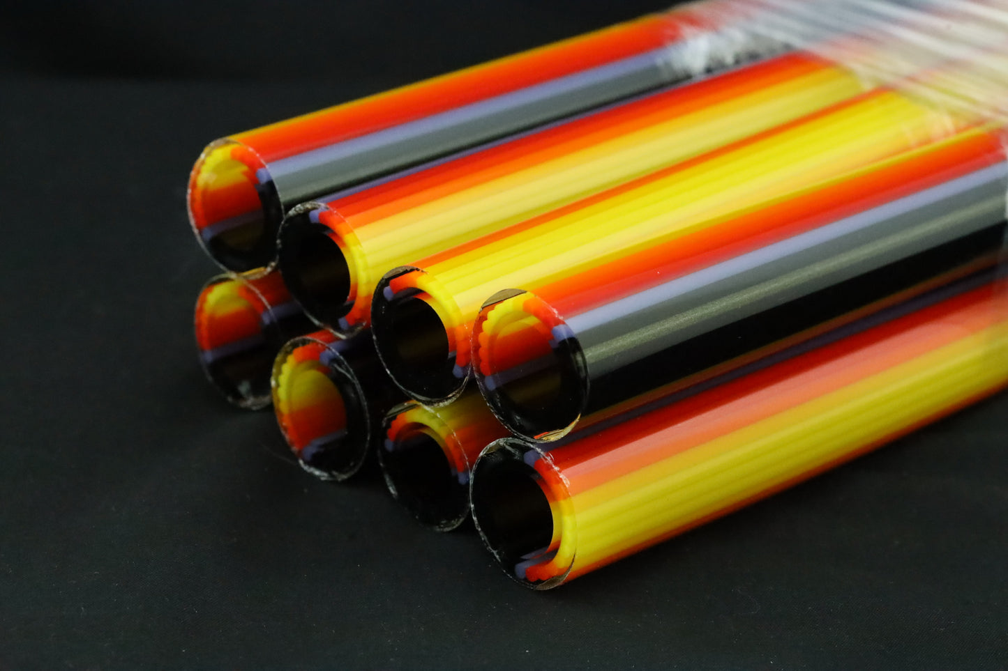 Black Fire - Vac Stack - Borosilicate Glass - COE 33 - Lined Tubing