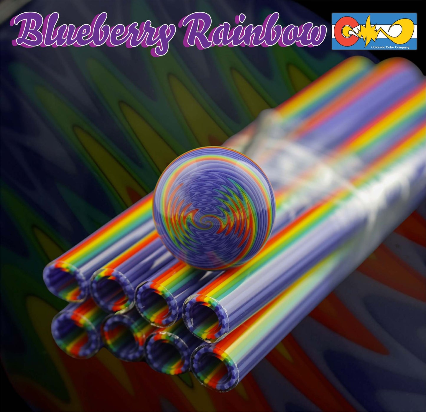 Blueberry Rainbow - Vac Stack - Borosilicate Glass - COE 33 - Lined Tubing