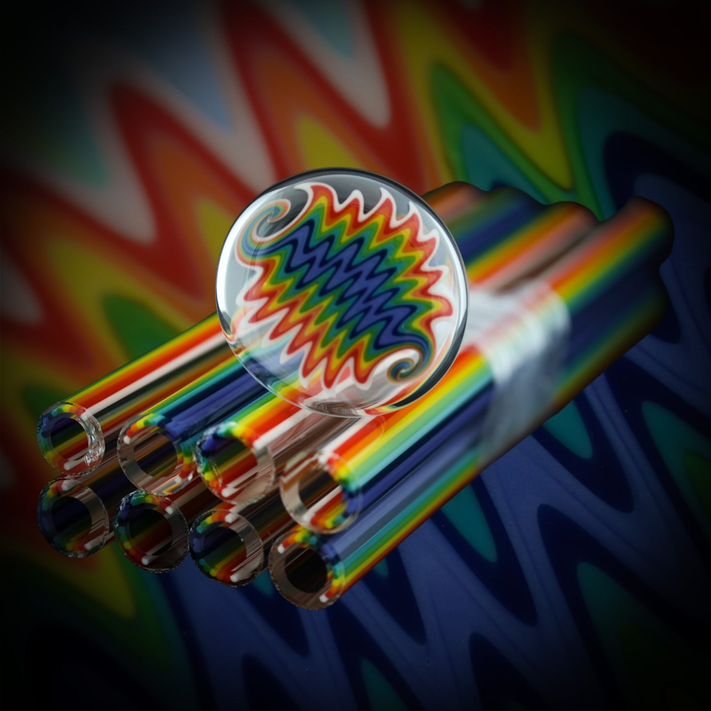 Clear To Rainbow - Vac Stack - Vidrio de borosilicato - COE 33 - Tubo revestido