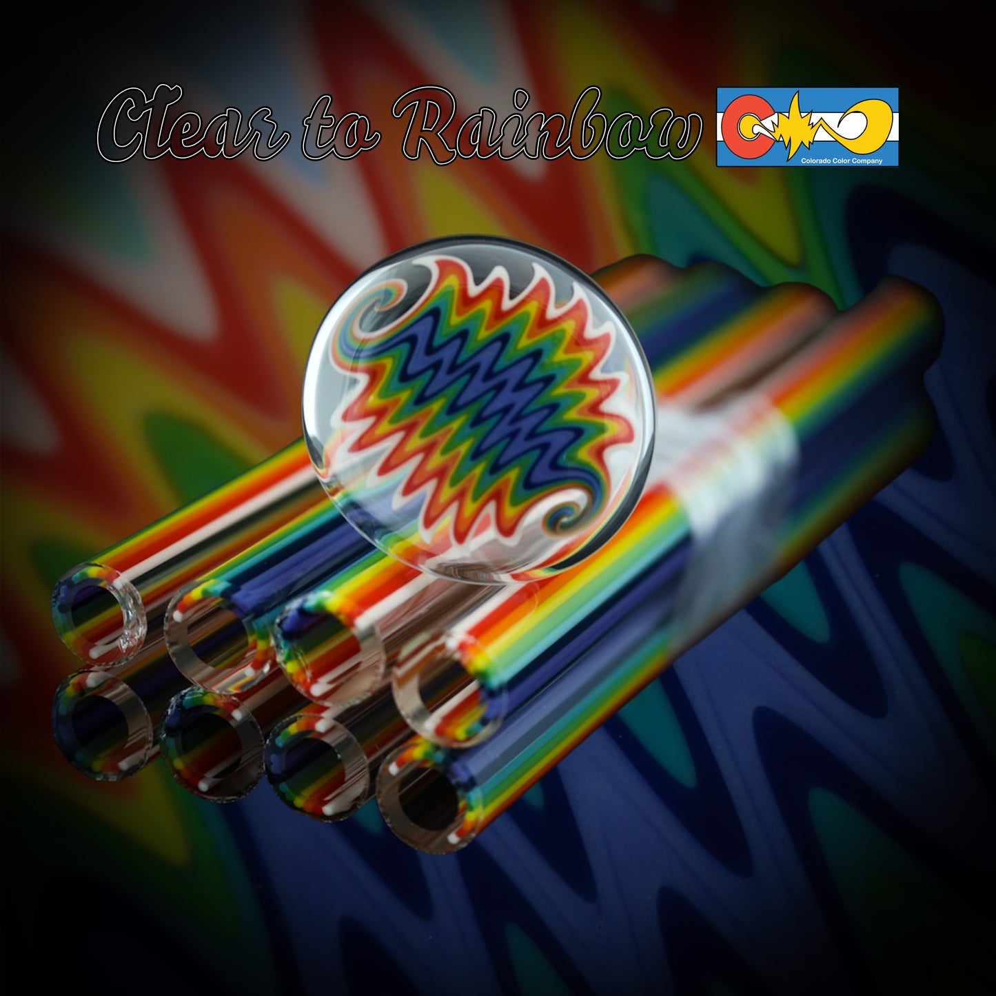 Clear To Rainbow - Vac Stack - Vidrio de borosilicato - COE 33 - Tubo revestido