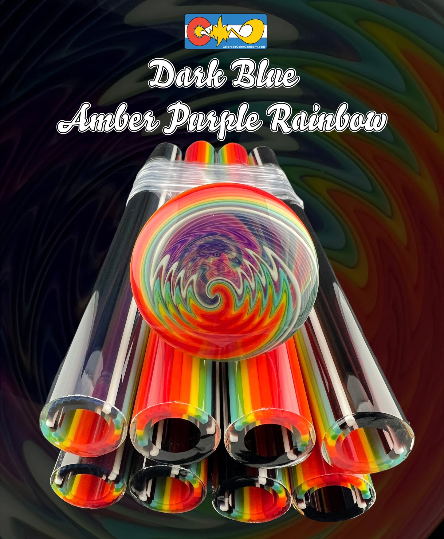 Dark Blue Amber Purple to Rainbow - Vac Stack - Borosilicate Glass - COE 33 - Lined Tubing