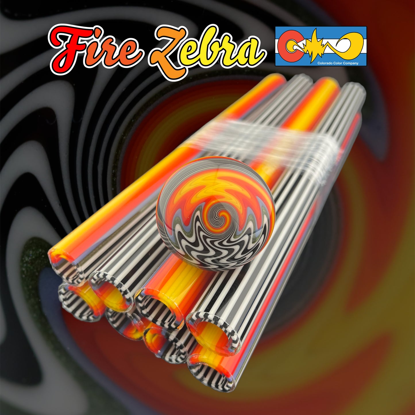 Fire Zebra - Vac Stack - Vidrio de borosilicato - COE 33 - Tubo revestido