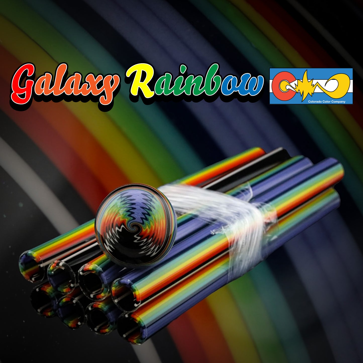 Galaxy Rainbow – Vac Stack – Borosilikatglas – COE 33 – ausgekleideter Schlauch