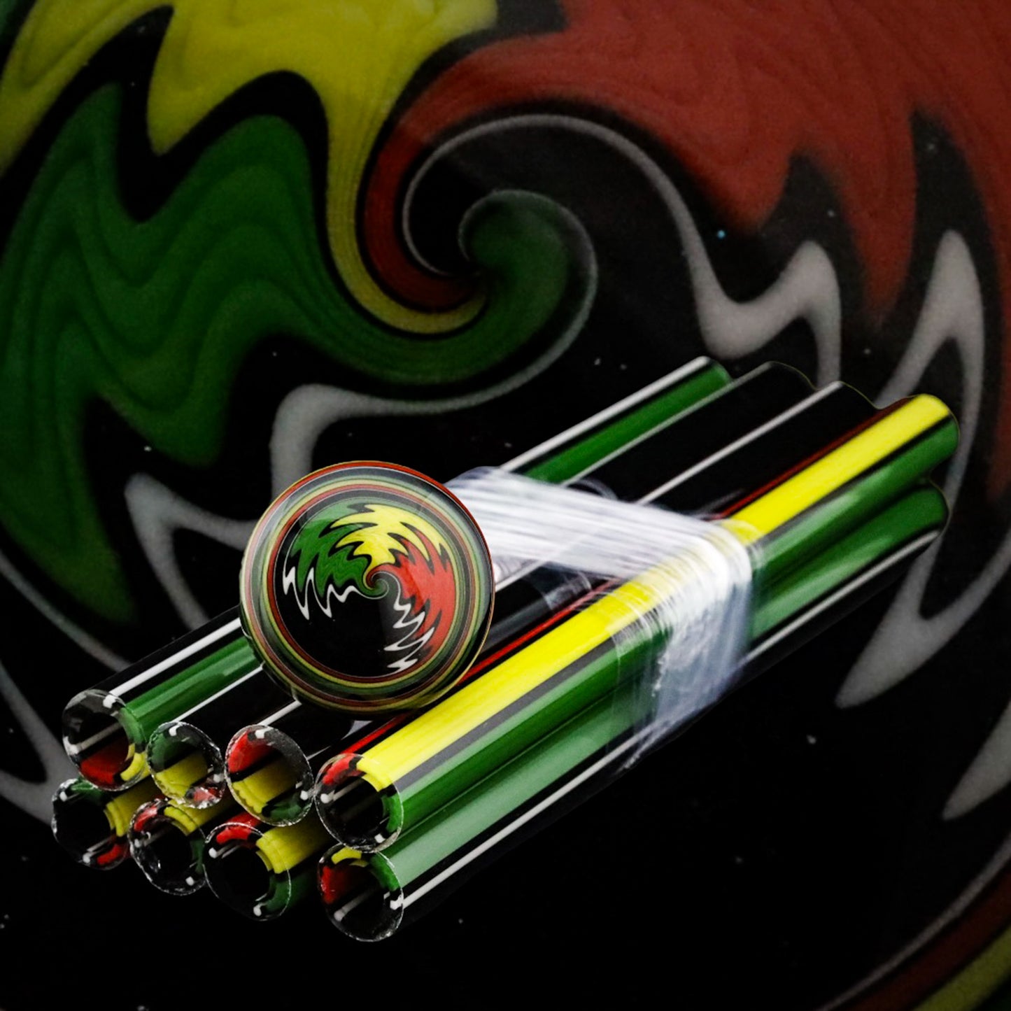 Galaxy Rasta - Vac Stack - Borosilicate Glass - COE 33 - Lined Tubing