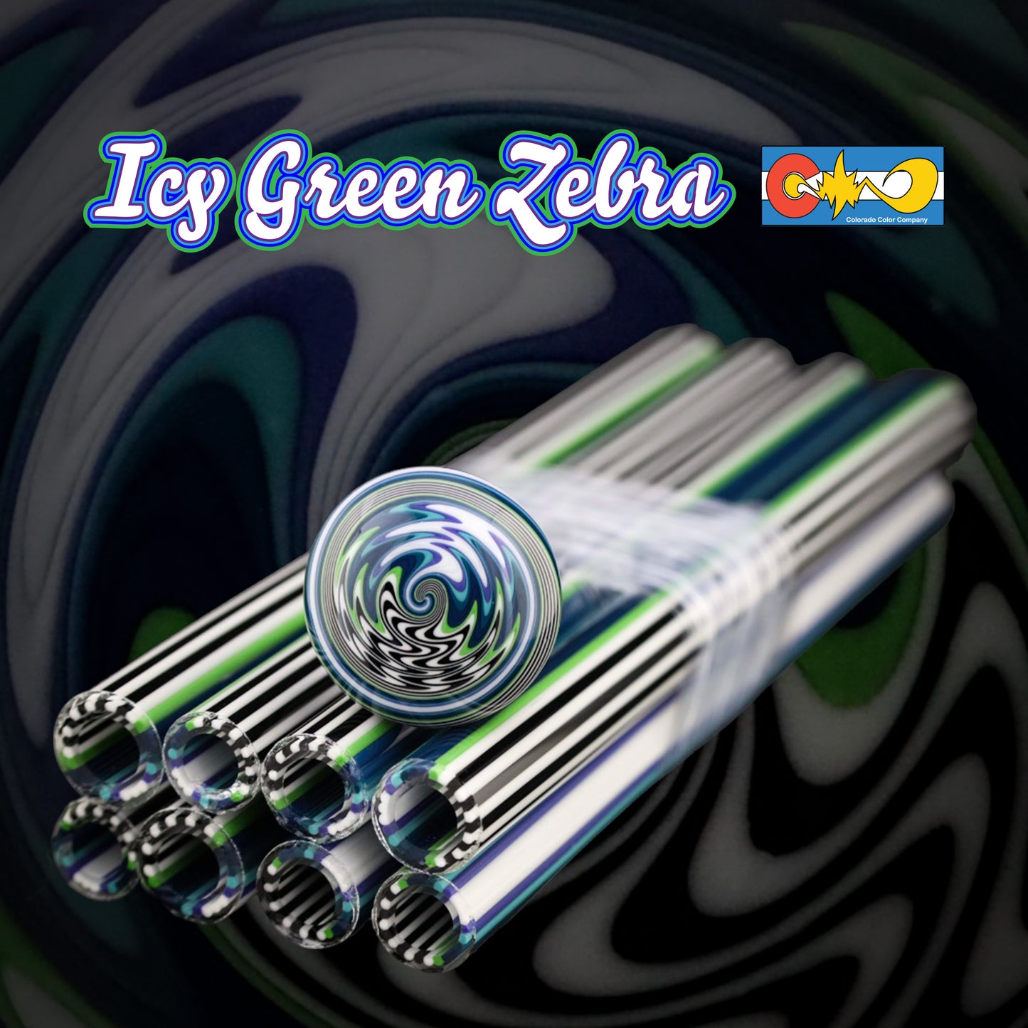 Icy Green Zebra – Vac Stack – Borosilikatglas – COE 33 – ausgekleideter Schlauch