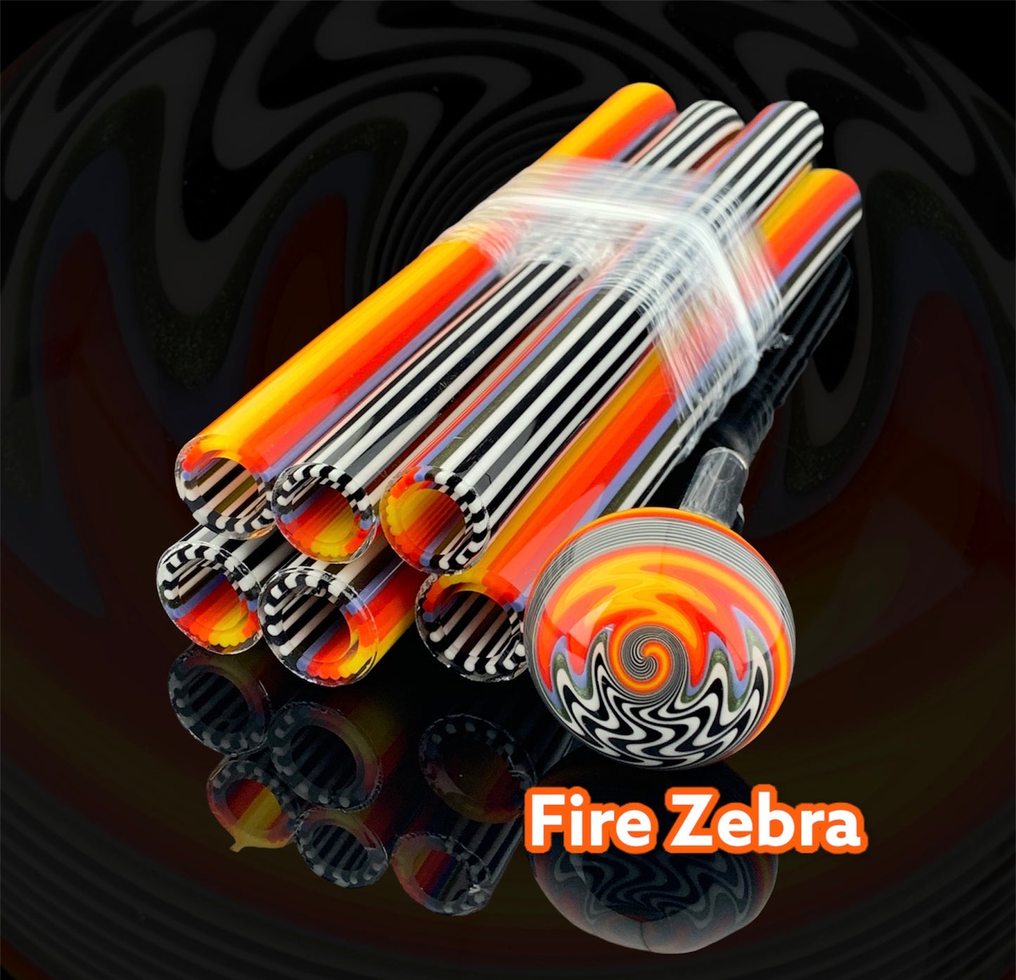 Fire Zebra - Vac Stack - Vidrio de borosilicato - COE 33 - Tubo revestido