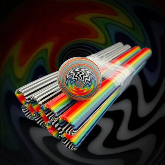 Rainbow Zebra - Vac Stack - Vidrio de borosilicato - COE 33 - Tubo revestido