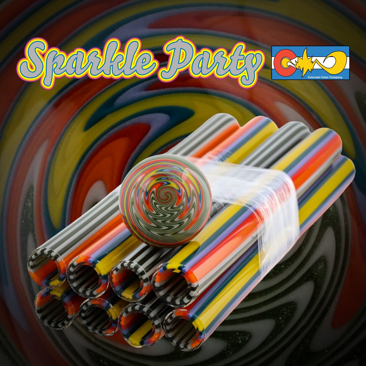 Sparkle Party – Vac Stack – Borosilikatglas – COE 33 – ausgekleideter Schlauch