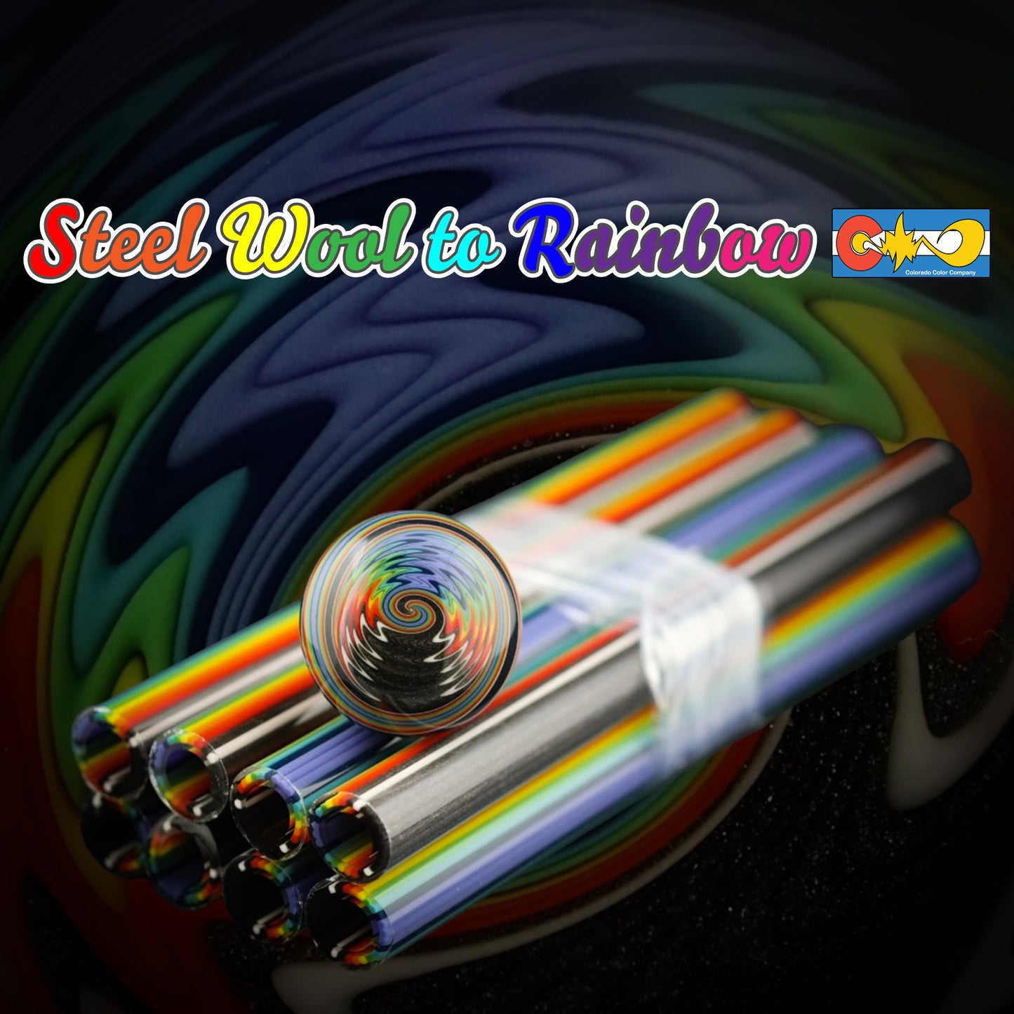 Steel Wool to Rainbow - Vac Stack - Borosilicate Glass - COE 33 - Lined Tubing