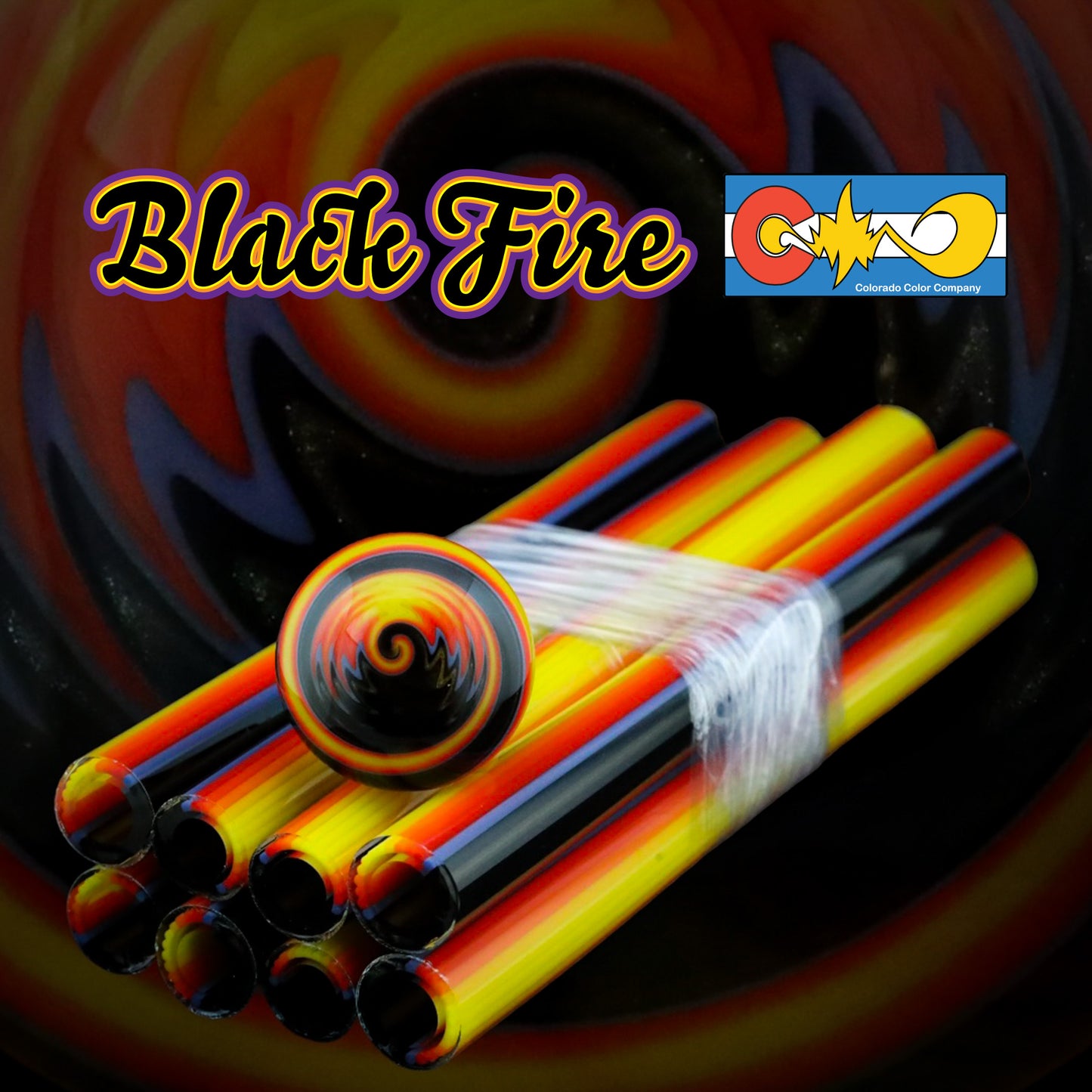 Black Fire - Vac Stack - Borosilicate Glass - COE 33 - Lined Tubing